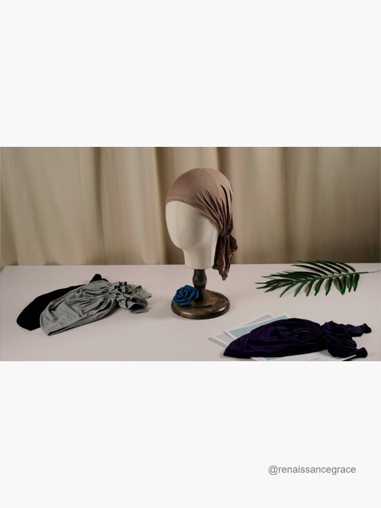 4-Pack Modal Cotton Slip-On Pre-Tied Head Scarves, Adjustable Beanie Caps main image 6